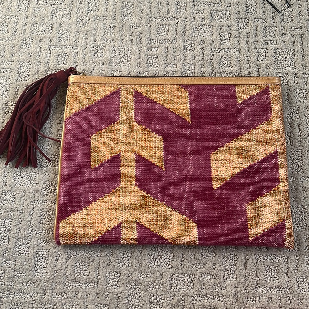Elegant Garnet and Gold Clutch FSU Clutch Bag with tassel by Wknd Wyfr